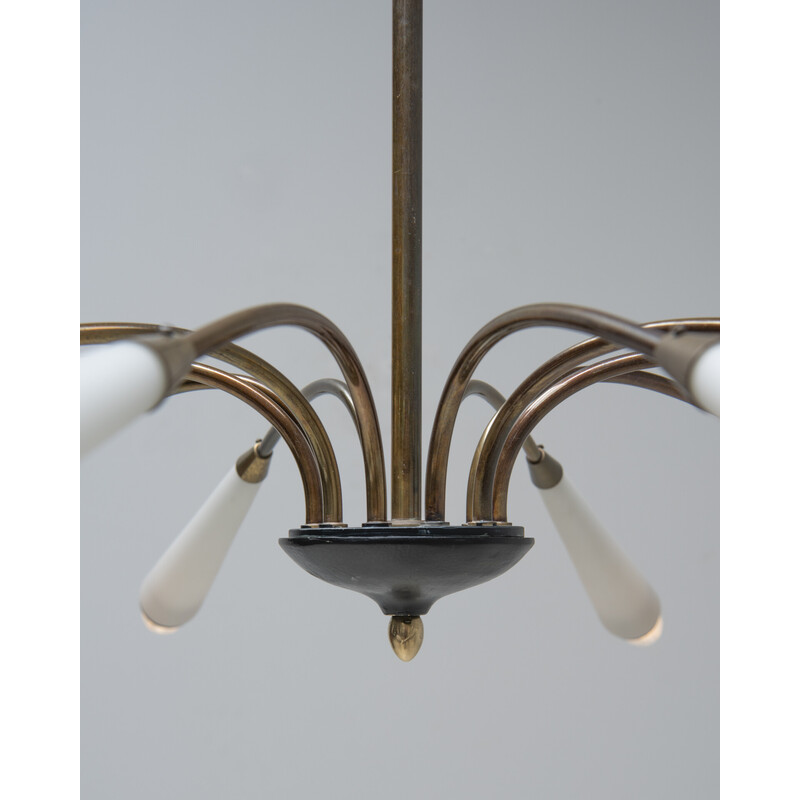 Mid century Italian brass chandelier, 1950s