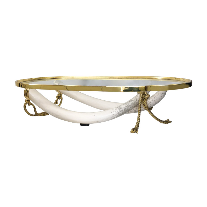 Mid century Spanish faux tusk coffee table by Valenti, 1970s