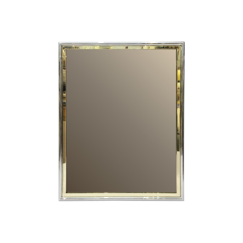 Vintage Hollywood Regency smoked mirror in gold chrome, 1970