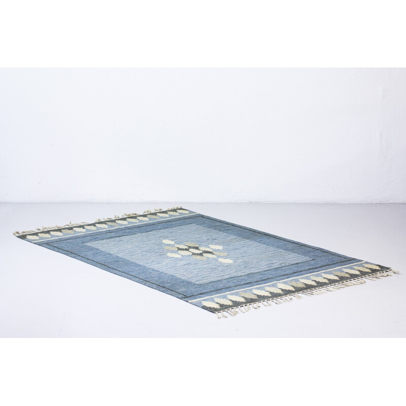 Swedish "rolakan" flatwoven carpet, Ingegerd SILOW - 1950s