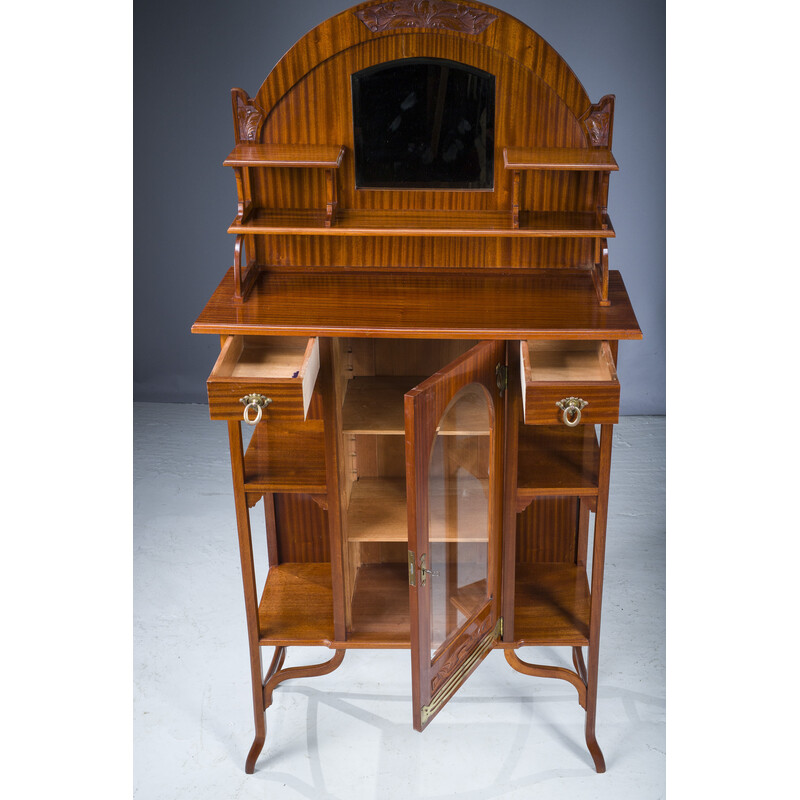 Art Nouveau vintage mahogany display cabinet