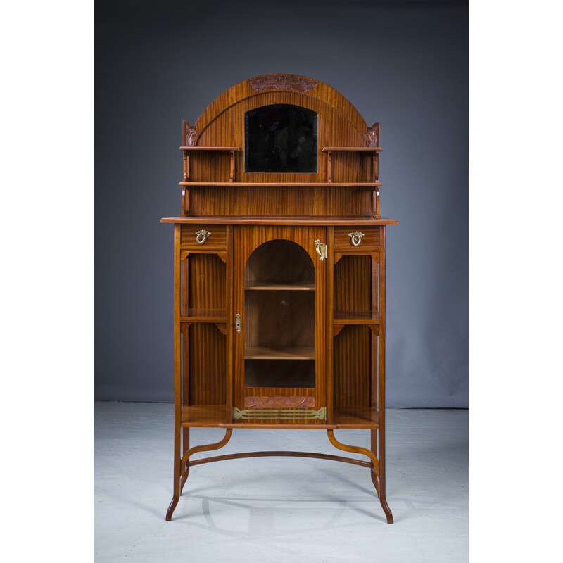 Art Nouveau vintage mahogany display cabinet
