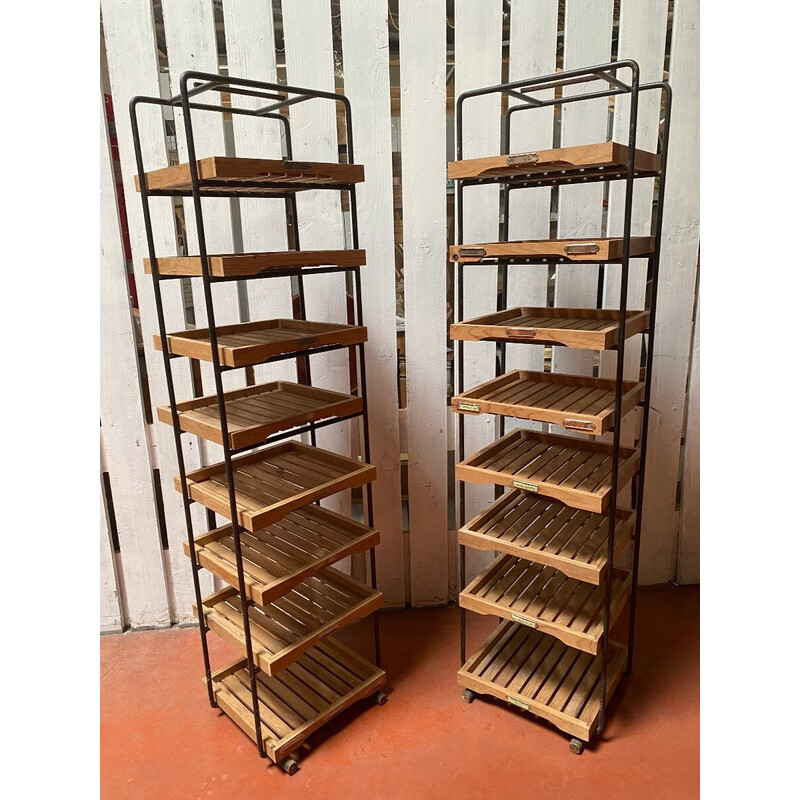 Pair of vintage grocery store shelves
