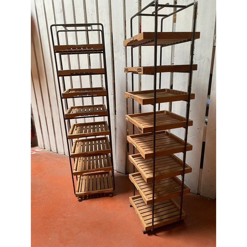 Pair of vintage grocery store shelves