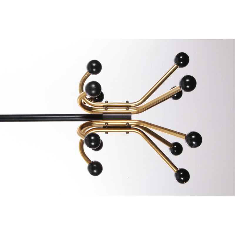 Vintage French metal coat rack with umbrella stand, 1960s