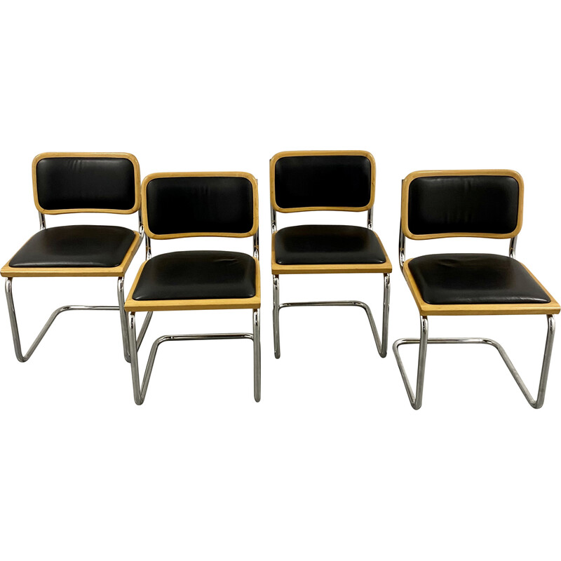 Ensemble de 4 chaises Cesca vintage chromées par Marcel Breuer