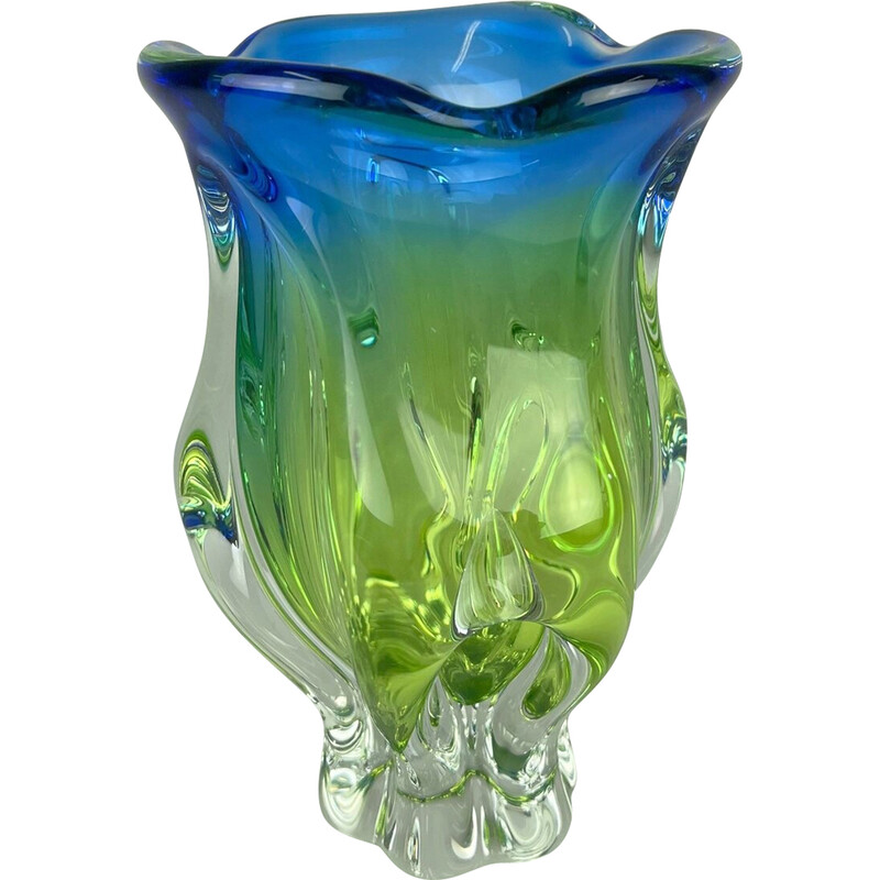 Vintage Bohemian glass vase by Josef Hospodka for Chribska Glassworks, 1960