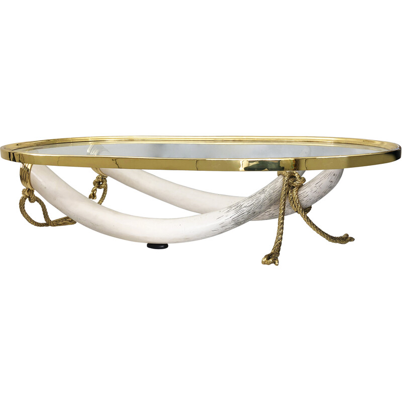 Mid century Spanish faux tusk coffee table by Valenti, 1970s