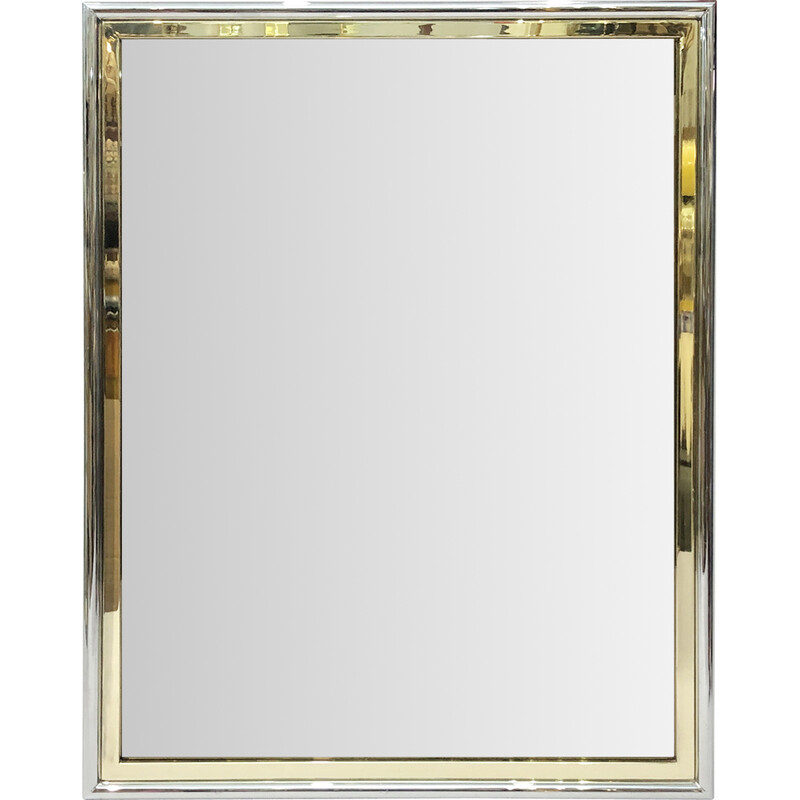 Vintage Hollywood Regency smoked mirror in gold chrome, 1970