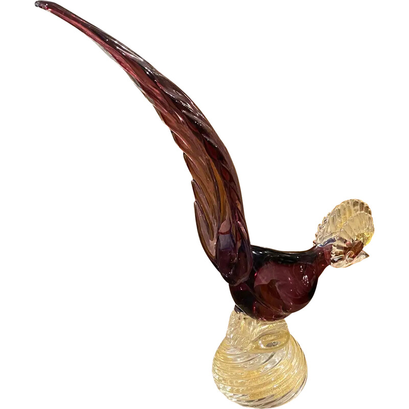 Escultura de aves de vidro de Murano italiano de meados do século, 1970