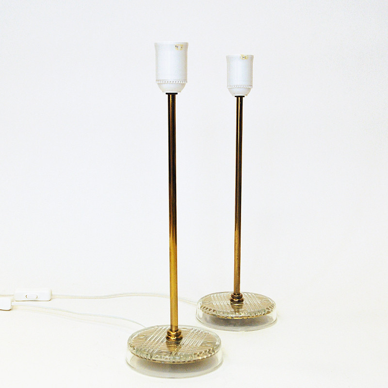 Pair of vintage Swedish brass table lamps by M.E Eskilstuna, 1960s