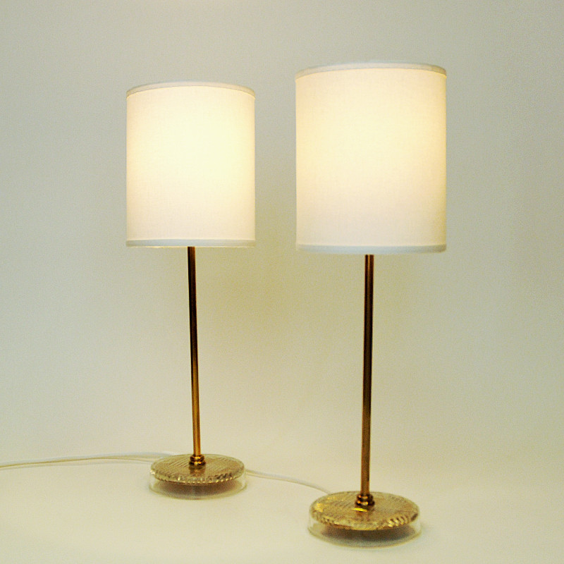 Paire de lampes de table suédoises vintage en laiton par M.E Eskilstuna, 1960
