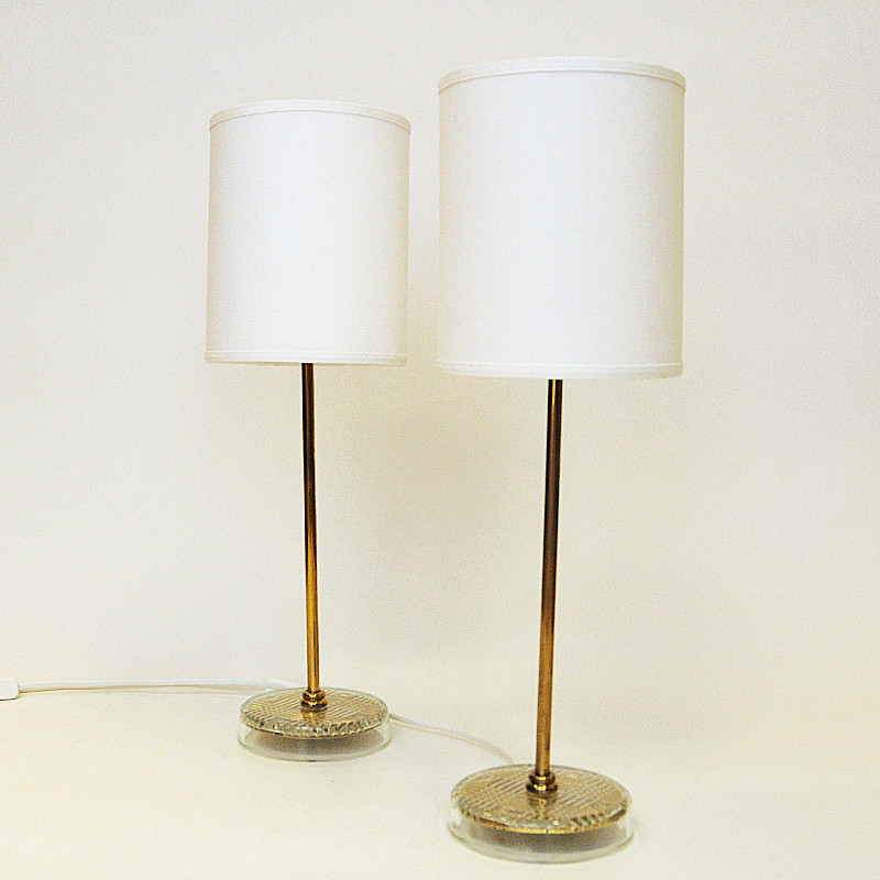 Pair of vintage Swedish brass table lamps by M.E Eskilstuna, 1960s