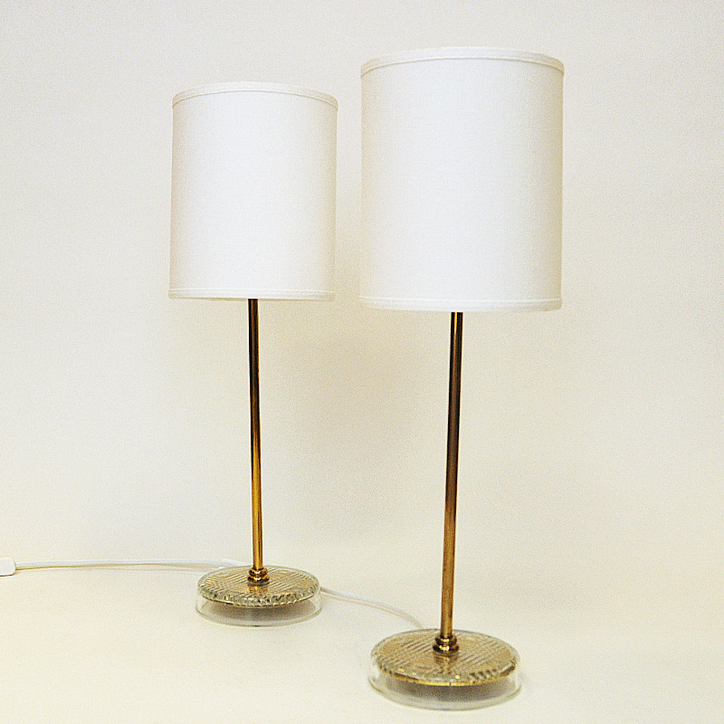 Paire de lampes de table suédoises vintage en laiton par M.E Eskilstuna, 1960