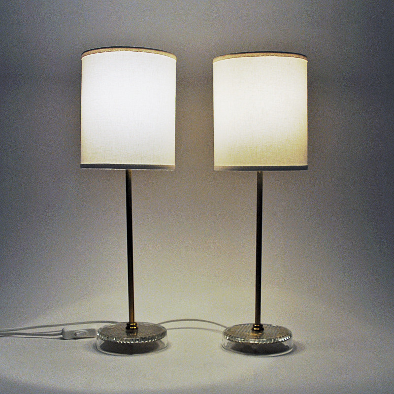 Paar vintage koperen tafellampen van M.E Eskilstuna, 1960