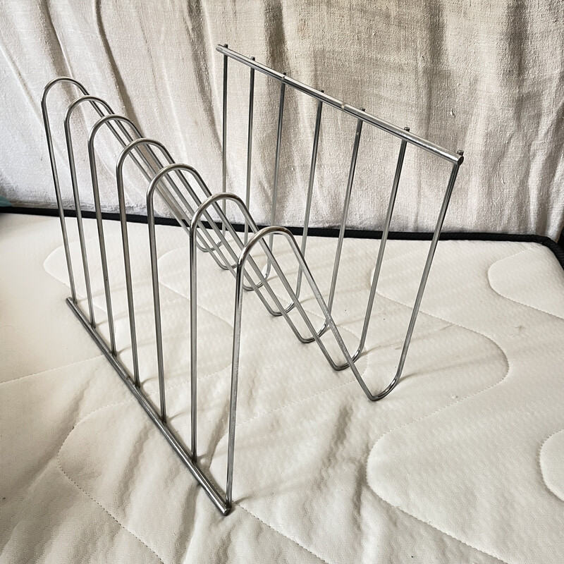 Vintage Zigzag metal magazine rack by François Arnal, 1970