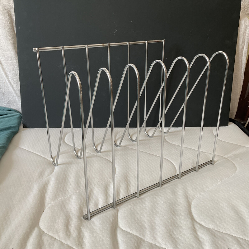 Vintage Zigzag metal magazine rack by François Arnal, 1970