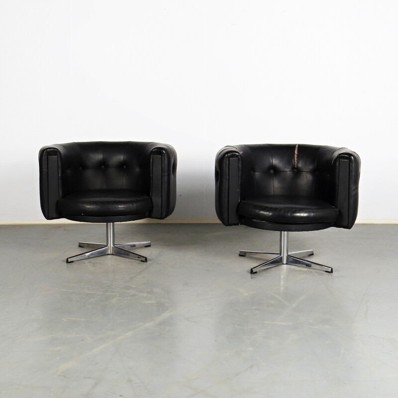 Pair of vintage swivel armchairs, 1970s