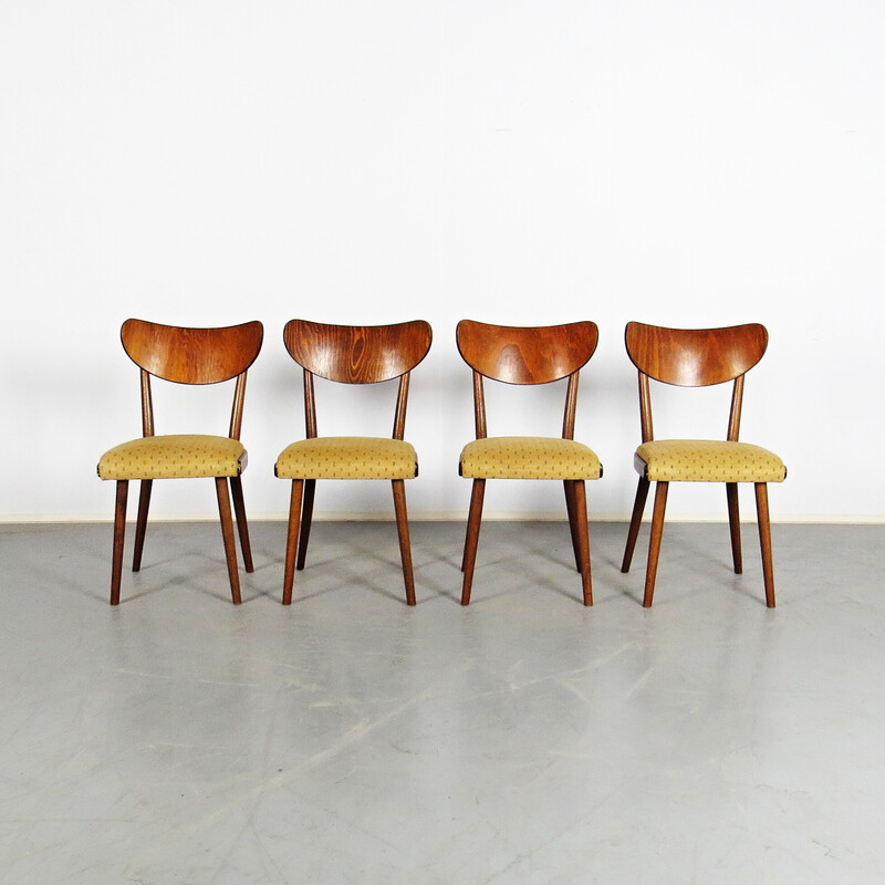 Set of 4 vintage dining chairs by Ton