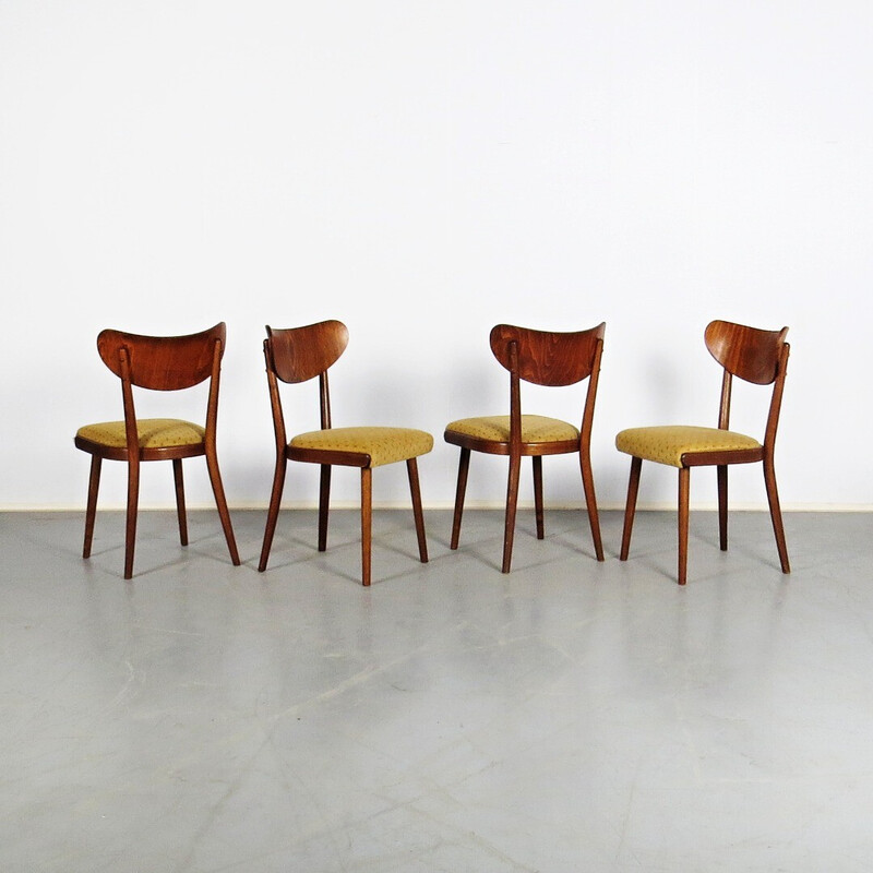 Set of 4 vintage dining chairs by Ton