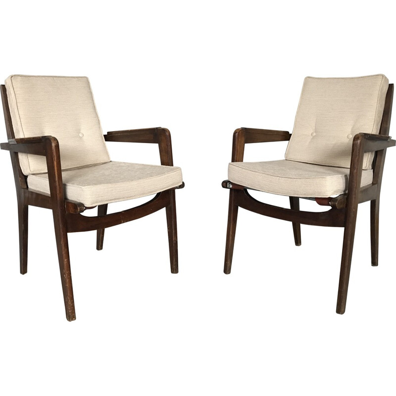 Free-span pair of "Bridge" armchairs, Pierre GUARICHE - 1950s