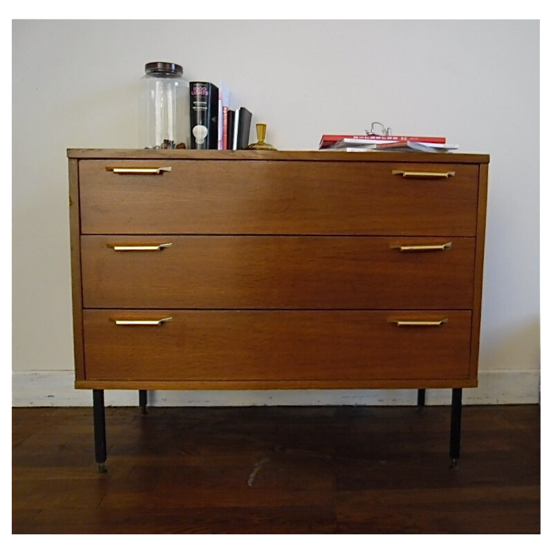 Commode vintage plaqué en chêne - années 50