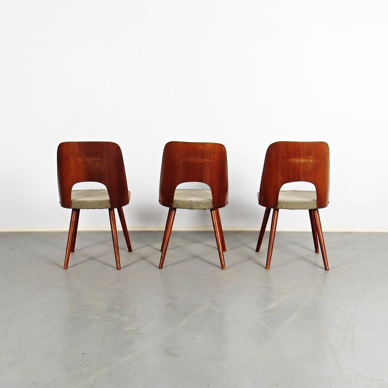 Set of 3 vintage dining chairs by Ton