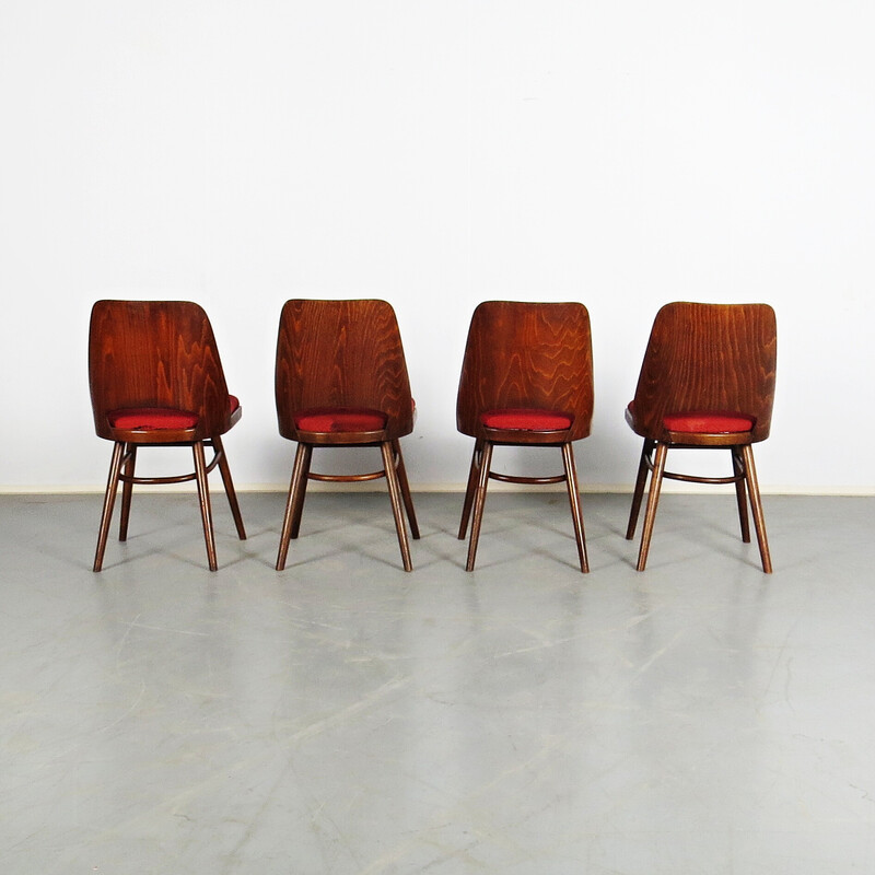 Set of 4 vintage dining chairs by Ton