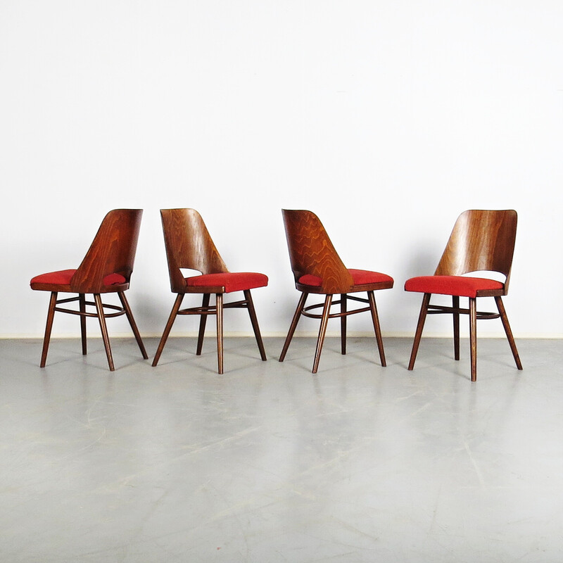 Set of 4 vintage dining chairs by Ton