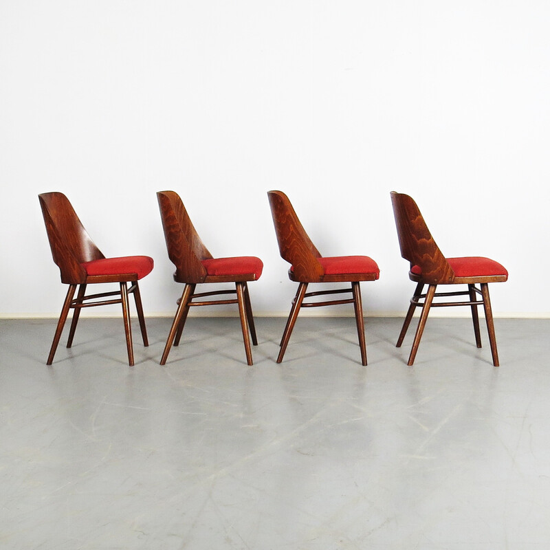 Set of 4 vintage dining chairs by Ton