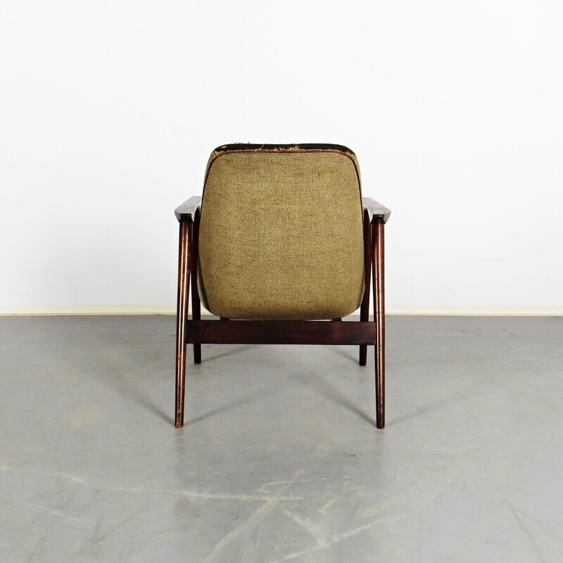 Sillón vintage de madera y tela, 1960