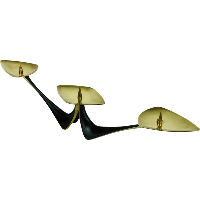 German Faber & Schumacher candle holder in brass, Klaus ULLRICH - 1950s