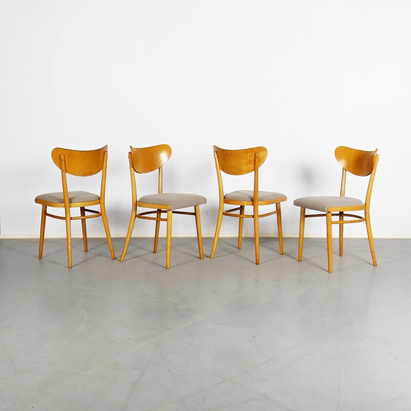 Set of 4 vintage dining chairs by Ton