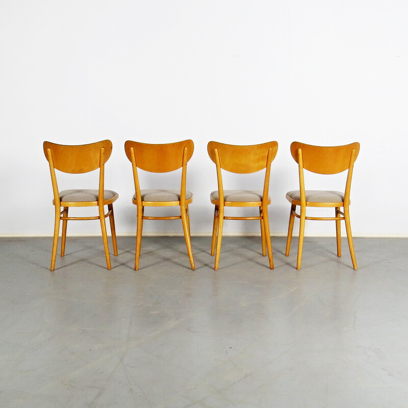 Set of 4 vintage dining chairs by Ton