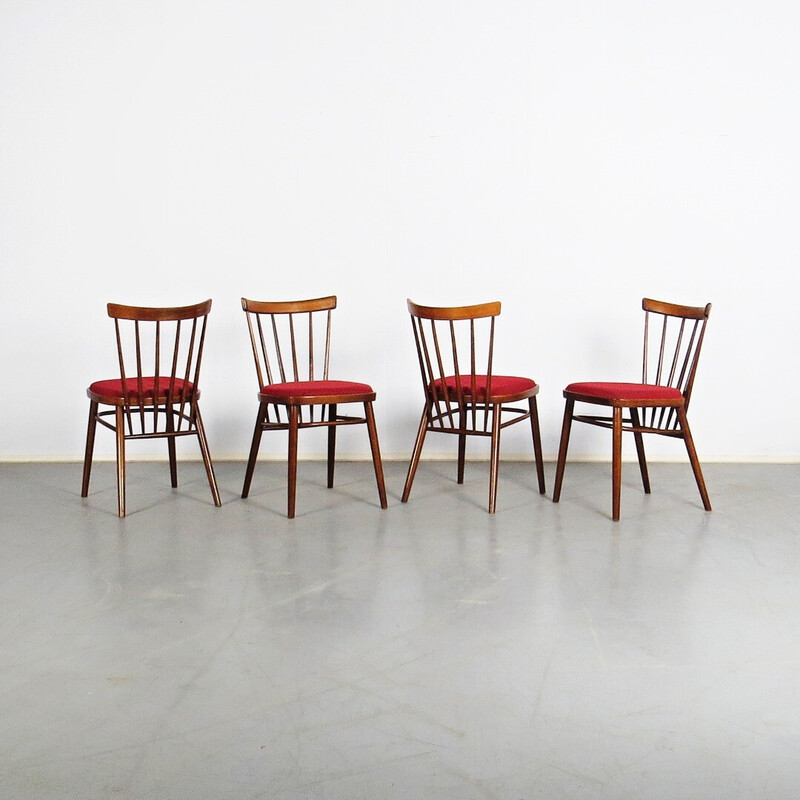 Set of 4 vintage dining chairs by Ton