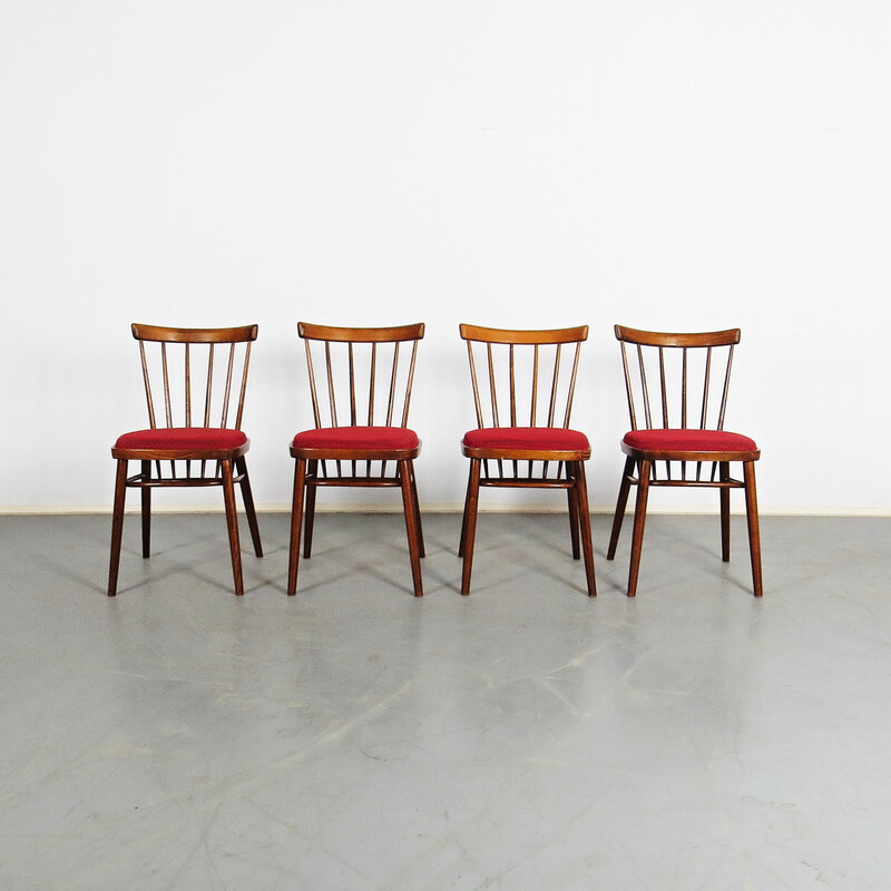 Set of 4 vintage dining chairs by Ton