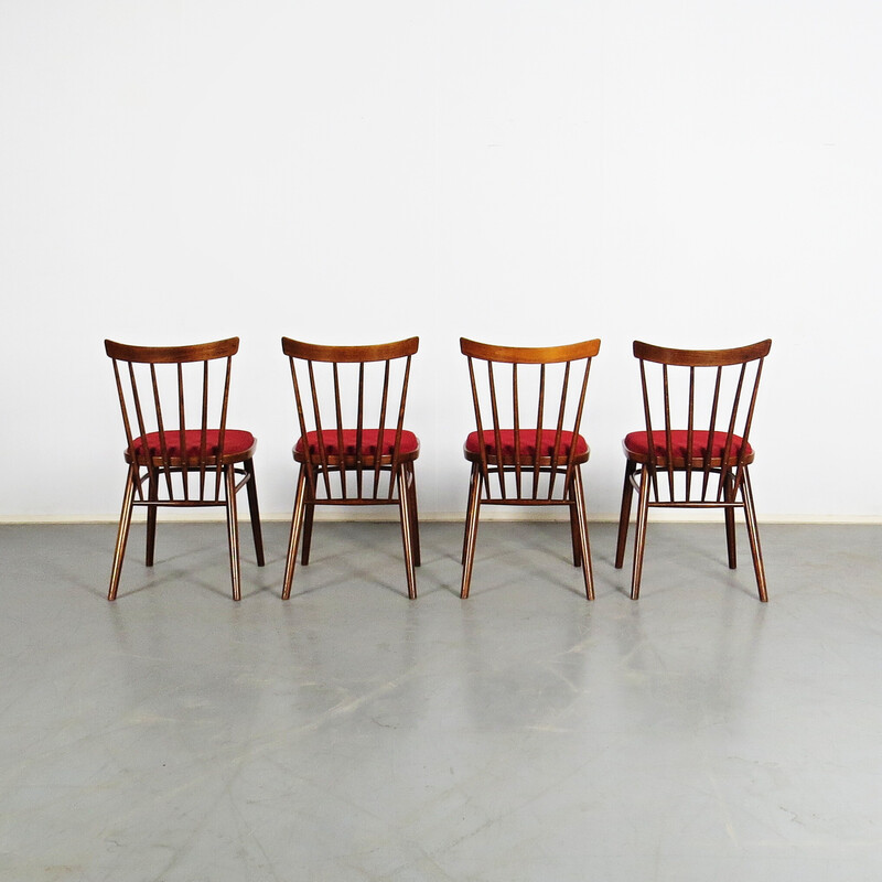 Set of 4 vintage dining chairs by Ton