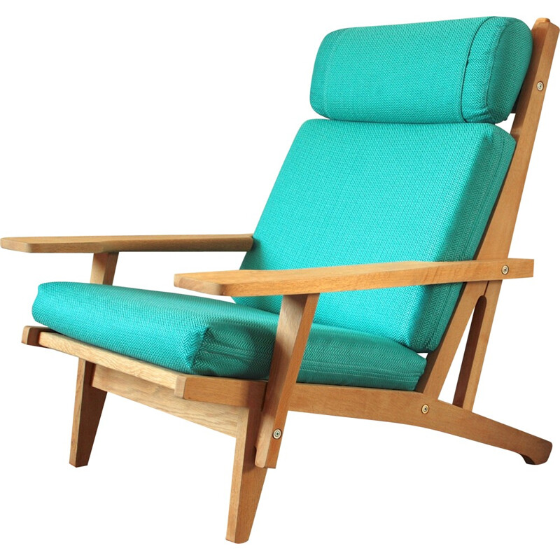 Getama "GE-375" armchair in oak and blue fabric, Hans J. WEGNER - 1960s