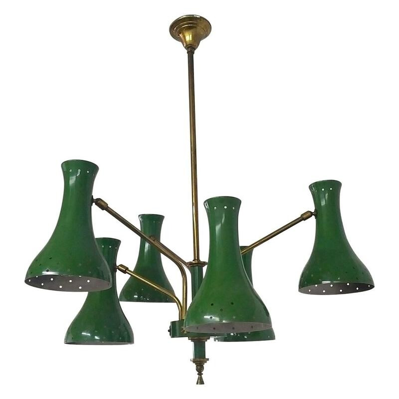 Lustre diabolo à 6 bras style italien - 1950