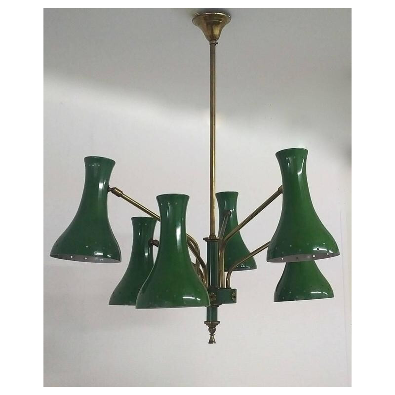 Mid-century Italian diabolo chandelier in green - 1950s