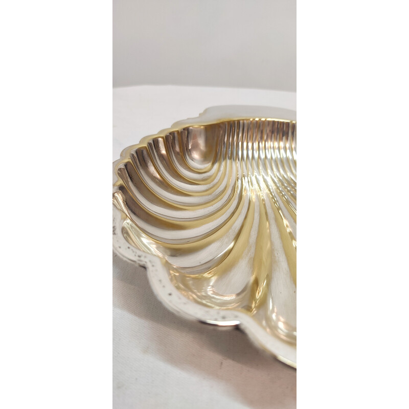 Vintage Shell-shaped brass tray, Spain 1970s