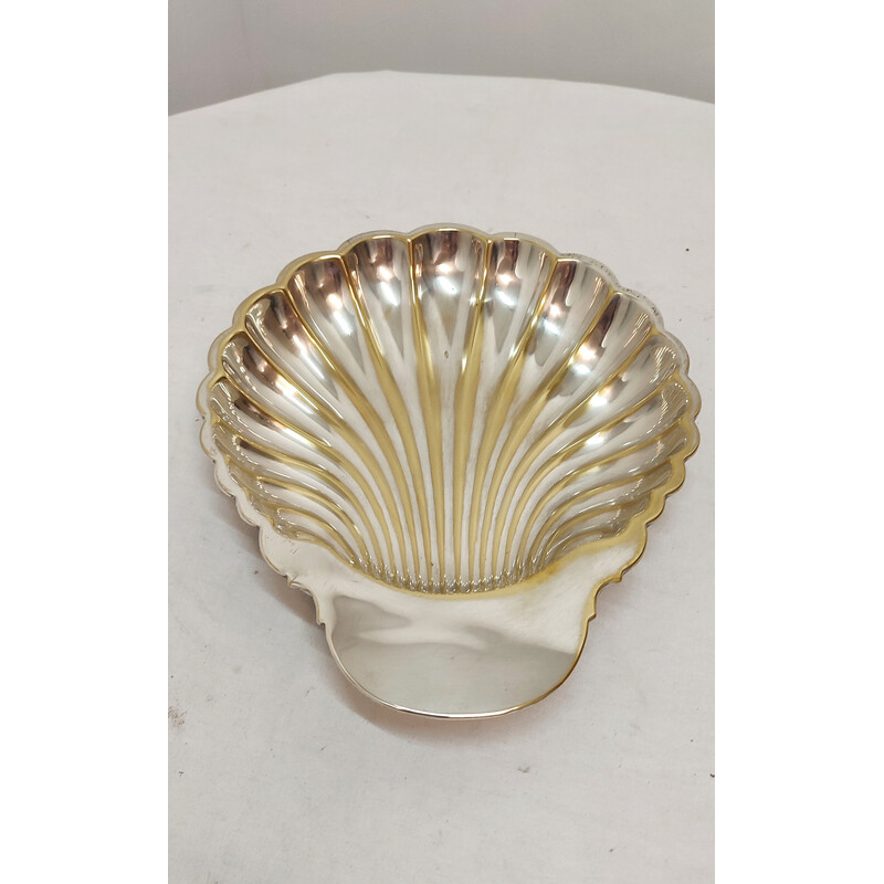 Vintage Shell-shaped brass tray, Spain 1970s