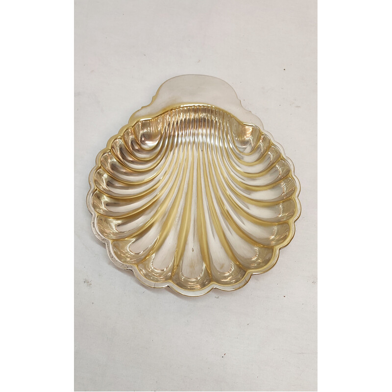 Vintage Shell-shaped brass tray, Spain 1970s