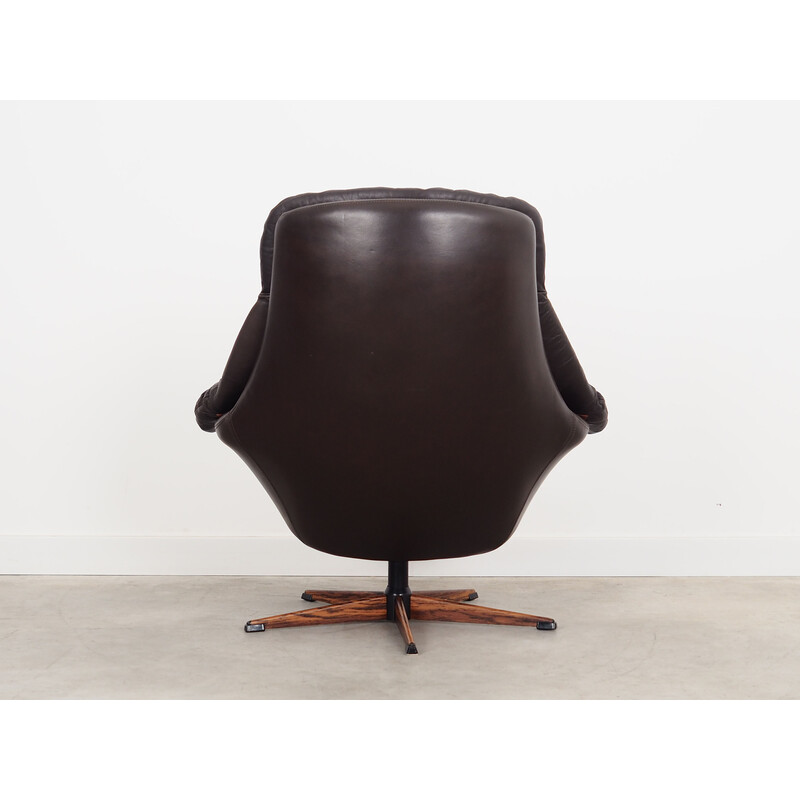 Cadeira giratória de couro dinamarquesa Vintage por H.w. Klein para Bramin, 1960