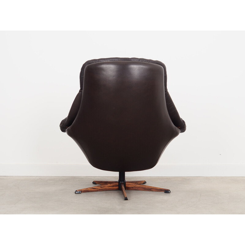 Vintage leather Danish swivel armchair by H.w. Klein for Bramin, 1960s