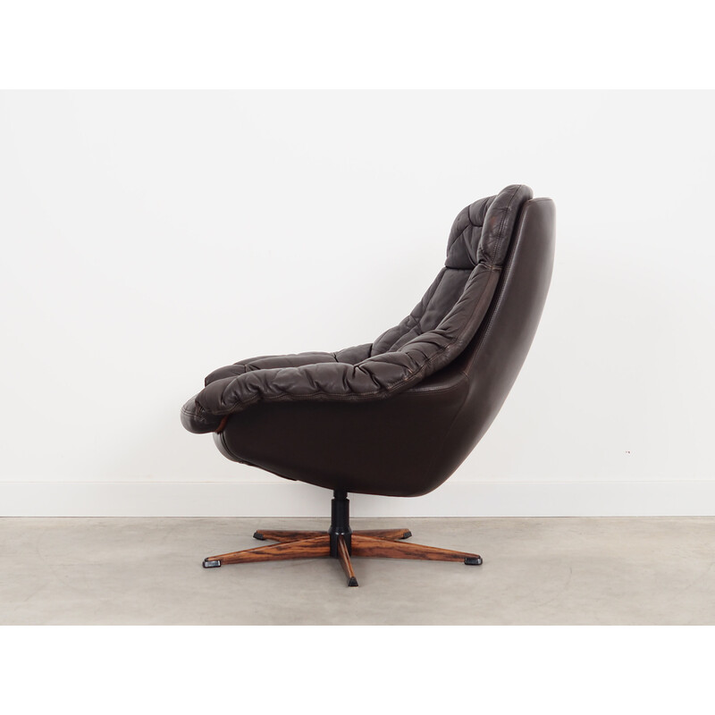 Vintage leather Danish swivel armchair by H.w. Klein for Bramin, 1960s