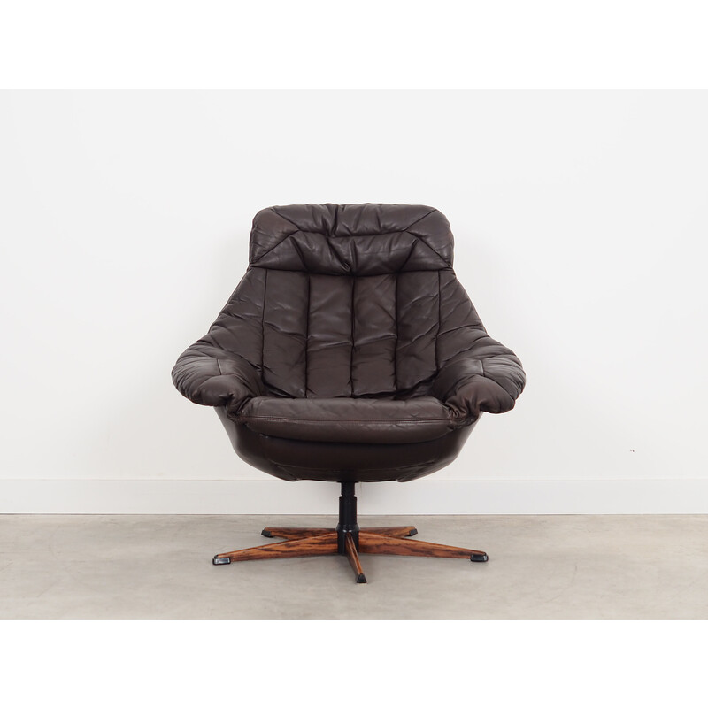 Fauteuil pivotant danois vintage en cuir par H.w. Klein pour Bramin, 1960