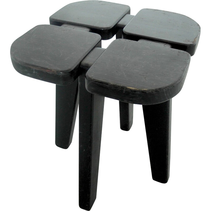 Stockmann Ab black stained pine stool, Lisa JOHANSSON-PAPE - 1950s