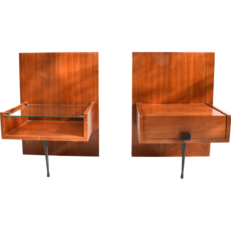 Pair of night stands in oak wood - 1960s