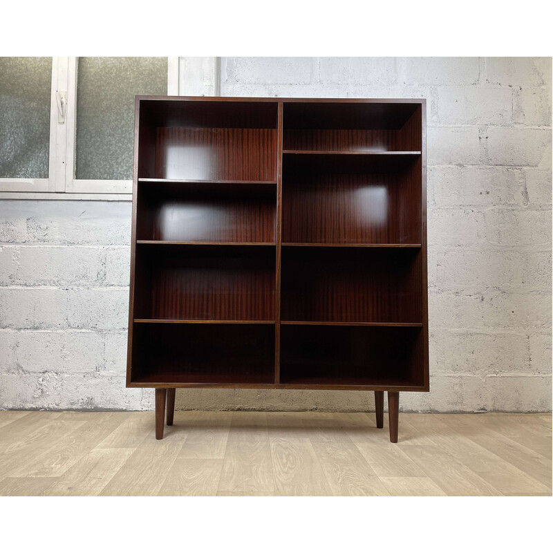 Scandinavian vintage mahogany bookcase by Omann, 1960s